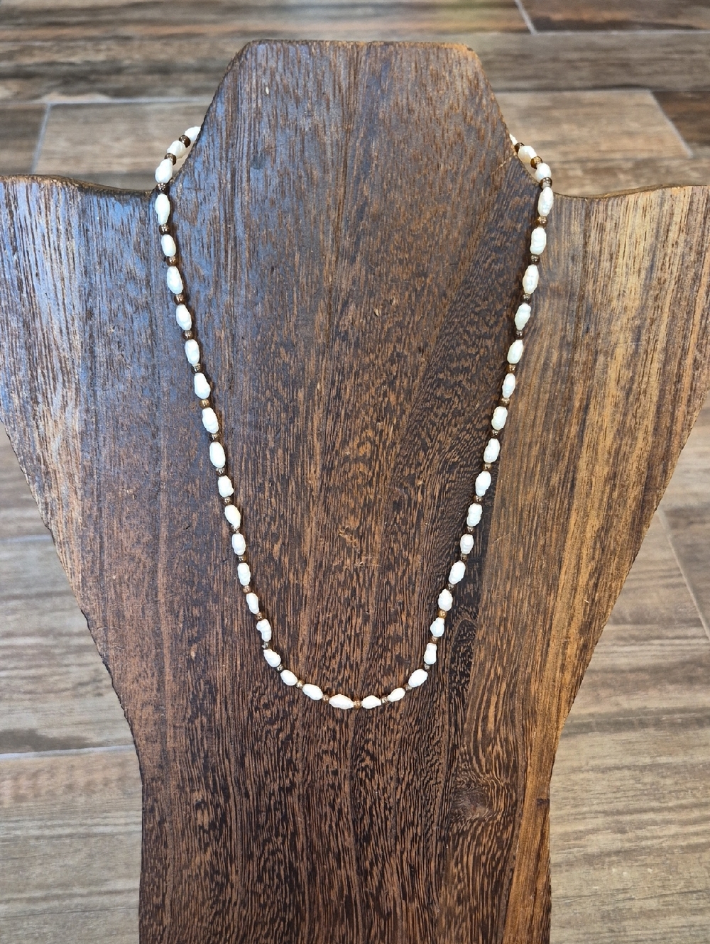 Vintage Freshwater Pearl Seed Bead Necklace, Hook Closure - Picture 2 of 6